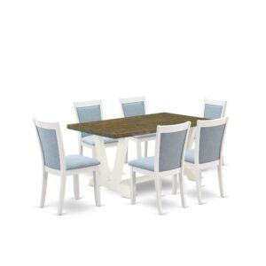 This dinette set includes 4 gorgeous Kitchen Parson Chairs and an awesome kitchen rectangular table. This dining table is offered in an elegant Wire Brushed Black finish. In addition