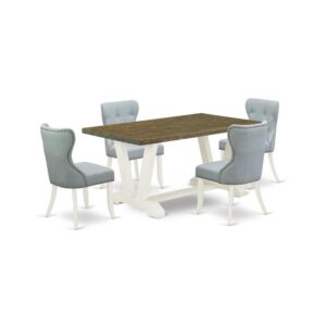 EAST WEST FURNITURE 5-Pc KITCHEN DINING SET- 4 AMAZING DINING CHAIR AND 1 WOODEN DINING TABLE