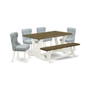 EAST WEST FURNITURE 6-PC DINING ROOM SET- 4 FABULOUS KITCHEN CHAIRS