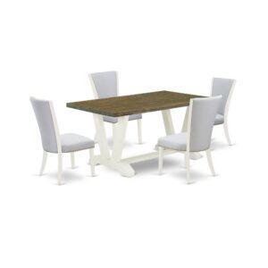 EAST WEST FURNITURE 5 - PC DINING SET INCLUDES 4 UPHOLSTERED CHAIRS AND MODERN DINING TABLE