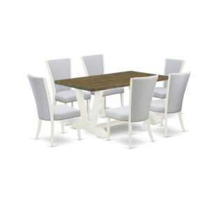 EAST WEST FURNITURE 7 - PIECE KITCHEN TABLE SET INCLUDES 6 MID CENTURY CHAIRS AND KITCHEN TABLE