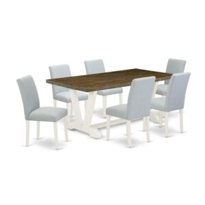 EAST WEST FURNITURE 7 - PC MODERN DINING TABLE SET INCLUDES 6 DINING CHAIRS AND MODERN RECTANGULAR DINING TABLE