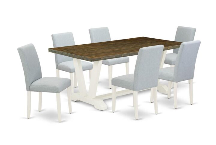 EAST WEST FURNITURE 7 - PC MODERN DINING TABLE SET INCLUDES 6 DINING CHAIRS AND MODERN RECTANGULAR DINING TABLE