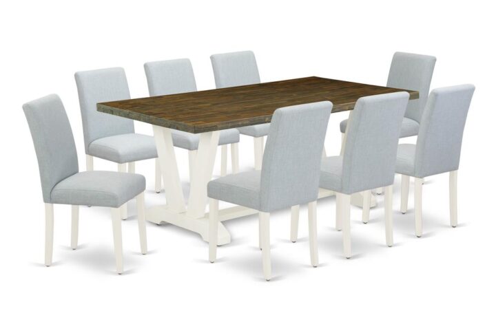 EAST WEST FURNITURE 9 - PC DINING TABLE SET INCLUDES 8 DINING CHAIRS AND MODERN DINING TABLE