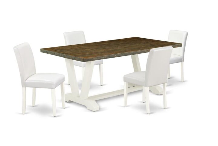 EAST WEST FURNITURE 5-PIECE DINING ROOM TABLE SET WITH 4 PARSON DINING ROOM CHAIRS AND RECTANGULAR DINING ROOM TABLE