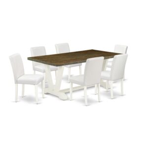 EAST WEST FURNITURE 7-PC KITCHEN TABLE SET WITH 6 DINING CHAIRS AND RECTANGULAR DINING TABLE