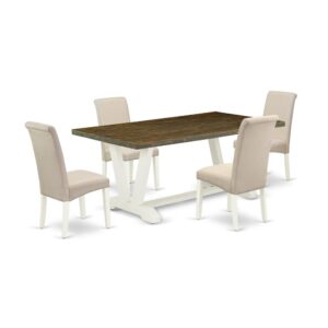 EAST WEST FURNITURE 5-PC DINETTE SET WITH 4 KITCHEN CHAIRS AND RECTANGULAR DINING ROOM TABLE