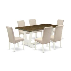 EAST WEST FURNITURE 7-PIECE MODERN DINING TABLE SET WITH 6 KITCHEN PARSON CHAIRS AND rectangular TABLE