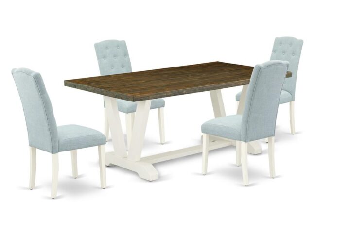 EAST WEST FURNITURE 5-Pc MODERN DINING SET- 4 EXCELLENT parson DINING ROOM CHAIRS AND 1 RECTANGULAR DINING TABLE