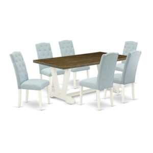 EAST WEST FURNITURE 7-PIECE DINING ROOM TABLE SET- 6 WONDERFUL PARSON CHAIRS AND 1 RECTANGULAR DINING TABLE