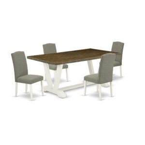 EAST WEST FURNITURE 5-PIECE DINING SET WITH 4 KITCHEN CHAIRS AND RECTANGULAR WOOD TABLE