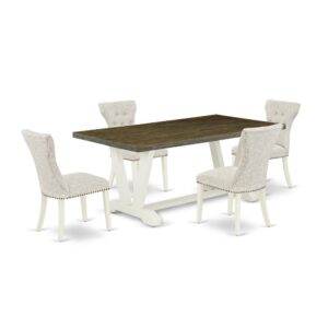 EAST WEST FURNITURE 5-PIECE MODERN DINING SET- 4 AMAZING DINING CHAIRS AND 1 RECTANGULAR TABLE