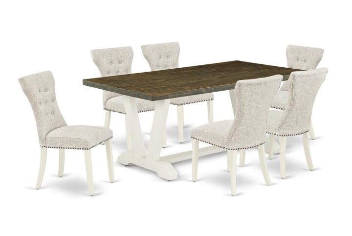 EAST WEST FURNITURE 7-PC KITCHEN ROOM TABLE SET- 6 FANTASTIC DINING CHAIR AND 1 DINING TABLE