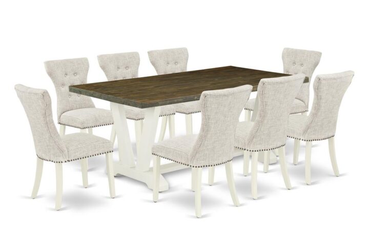 EAST WEST FURNITURE 9-PIECE MODERN DINING SET- 8 AMAZING PARSON CHAIRS AND 1 DINING TABLE