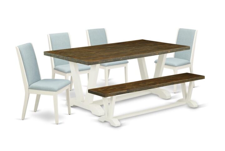 Introducing East West furniture's brand new  furniture set that can turn your house into a home. This exclusive and stylish dining set comes with a dinette table combined with Parsons Chairs. Splendid wood texture with Wirebrushed Linen White and Distressed Jacobean color and the rectangular shape design describes the strength and sustainability of the kitchen table. The optimal dimensions of this kitchen table set made it quite simple to carry