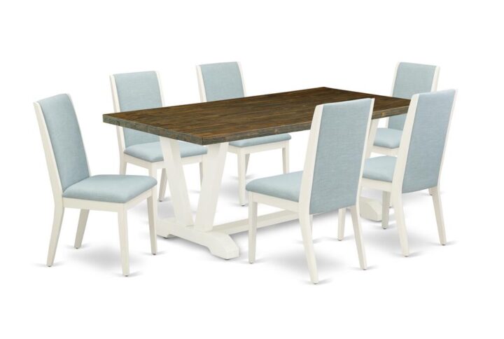 Introducing East West furniture's brand new  furniture set which can turn your house into a home. This distinctive and fancy kitchen set consists of a kitchen table combined with Parson Dining Chairs. Impressive wood texture with Wirebrushed Linen White and Distressed Jacobean color and the rectangle shape design defines the resilience and sustainability of the kitchen table. The optimal dimensions of this dining table set made it quite simple to carry