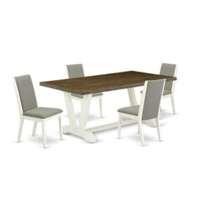 EAST WEST FURNITURE 5-PIECE KITCHEN TABLE SET WITH 4 PARSON CHAIRS AND RECTANGULAR KITCHEN TABLE