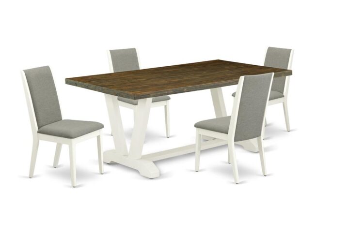 EAST WEST FURNITURE 5-PIECE KITCHEN TABLE SET WITH 4 PARSON CHAIRS AND RECTANGULAR KITCHEN TABLE