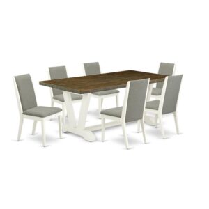 EAST WEST FURNITURE 7-PC DINING SET WITH 6 MODERN DINING CHAIRS AND RECTANGULAR DINING ROOM TABLE