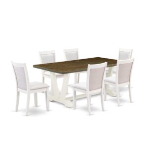Our Eye-Catching Dining Table Set  Will Enhance The Beauty Of Any Dining Area With Its Stylish Model And Decor. This Dining Room Set  Includes A Beautiful Dining Table And 6 Matching Dining Room Chairs. This Dining Table Set  Adds Some Simple And Contemporary Beauty To Your Home. Ideal For Dinette