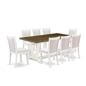 Our Eye-Catching Dining Set  Will Boost The Appearance Of Any Dining Area With Its Stylish Design And Decor. This Dinner Table Set  Contains A Modern Dining Table And 8 Matching Dining Room Chairs. This Kitchen Table Set  Adds Some Simple And Contemporary Beauty To Your Home. Ideal For Dinette