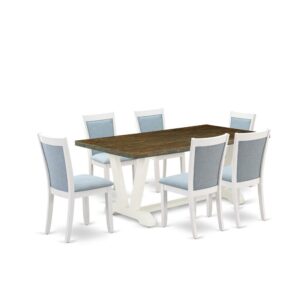 Our Eye-Catching Modern Dining Table Set  Will Boost The Appearance Of Any Dining Area With Its Stylish Model And Decor. This Dining Room Table Set  Includes A Beautiful Dining Table And 6 Matching Dining Room Chairs. This Dinner Table Set  Adds Some Simple And Contemporary Beauty To Your Home. Ideal For Dinette