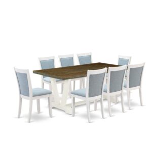 Our Eye-Catching Dining Set  Will Boost The Appearance Of Any Dining Area With Its Stylish Style And Decor. This Dinner Table Set  Contains A Beautiful Dining Room Table And 8 Matching Parson Chairs. This Dining Room Set  Adds Some Simple And Contemporary Elegance To Your Home. Ideal For Dinette