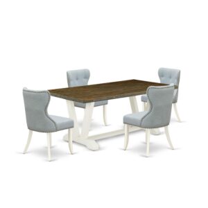 EAST WEST FURNITURE 5-Pc DINING TABLE SET- 4 STUNNING parson DINING ROOM CHAIRS AND 1 DINING ROOM TABLE