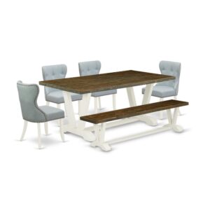 EAST WEST FURNITURE 6-PIECE DINING ROOM TABLE SET- 4 AMAZING PARSON CHAIRS