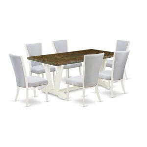 EAST WEST FURNITURE 7 - PIECE DINING TABLE SET INCLUDES 6 MID CENTURY MODERN CHAIRS AND MODERN KITCHEN TABLE