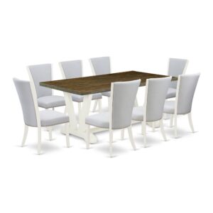 EAST WEST FURNITURE 9 - PIECE KITCHEN TABLE SET INCLUDES 8 MID CENTURY CHAIRS AND MODERN KITCHEN TABLE