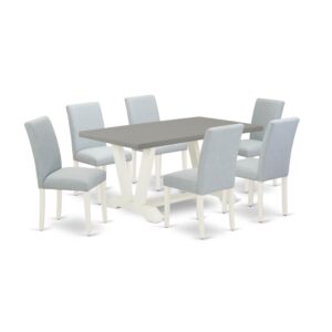 EAST WEST FURNITURE 7 - PC DINING TABLE SET INCLUDES 6 DINING CHAIRS AND RECTANGULAR DINING TABLE