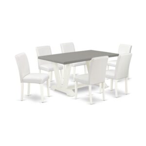 EAST WEST FURNITURE 7-PIECE DINING TABLE SET WITH 6 PARSON DINING ROOM CHAIRS AND KITCHEN RECTANGULAR TABLE