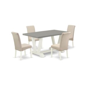 EAST WEST FURNITURE 5-PC KITCHEN TABLE SET WITH 4 PARSON DINING CHAIRS AND RECTANGULAR WOOD DINING TABLE