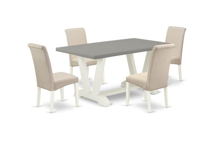 EAST WEST FURNITURE 5-PC KITCHEN TABLE SET WITH 4 PARSON DINING CHAIRS AND RECTANGULAR WOOD DINING TABLE