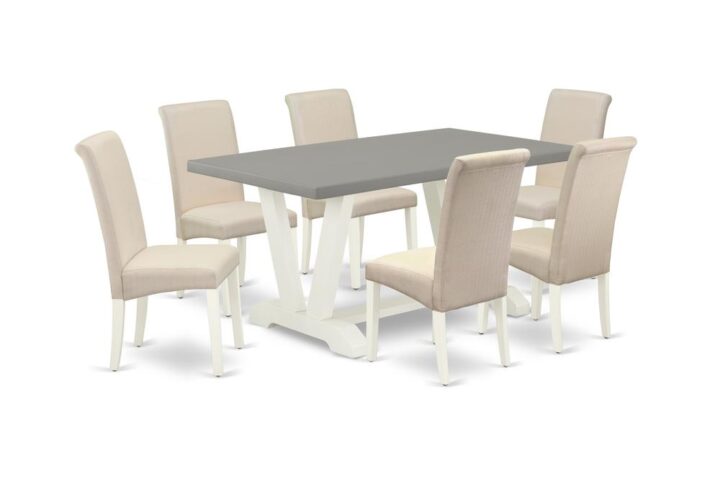 EAST WEST FURNITURE 7-PC DINING TABLE SET WITH 6 PARSON DINING ROOM CHAIRS AND RECTANGULAR KITCHEN TABLE