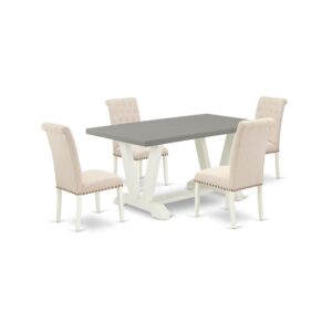 EAST WEST FURNITURE 5-PIECE KITCHEN TABLE SET WITH 4 KITCHEN PARSON CHAIRS AND RECTANGULAR DINING TABLE