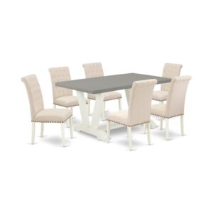 EAST WEST FURNITURE 7-PC MODERN DINING TABLE SET WITH 6 DINING ROOM CHAIRS AND RECTANGULAR TABLE