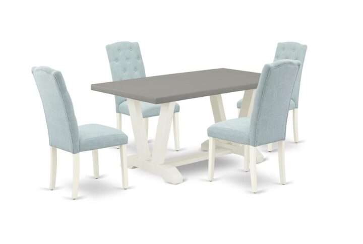 EAST WEST FURNITURE 5-PIECE KITCHEN TABLE SET- 4 WONDERFUL PARSON DINING CHAIRS AND 1 MODERN RECTANGULAR DINING TABLE