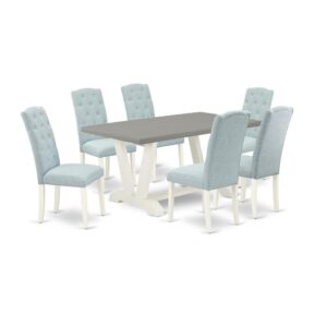 EAST WEST FURNITURE 7-PIECE DINING TABLE SET- 6 AMAZING PARSON CHAIRS AND 1 WOOD DINING TABLE