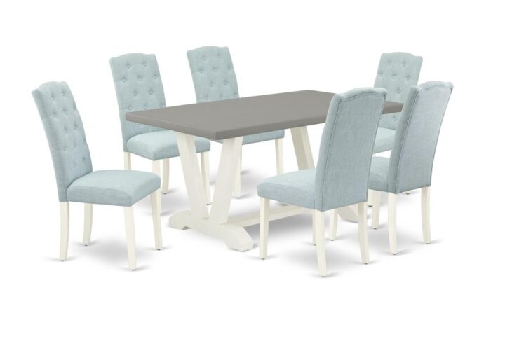 EAST WEST FURNITURE 7-PIECE DINING TABLE SET- 6 AMAZING PARSON CHAIRS AND 1 WOOD DINING TABLE
