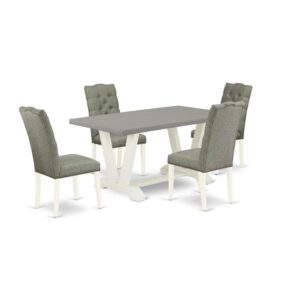 EAST WEST FURNITURE 5-PIECE MODERN DINING TABLE SET- 4 AMAZING DINING PADDED CHAIRS AND 1 RECTANGULAR TABLE