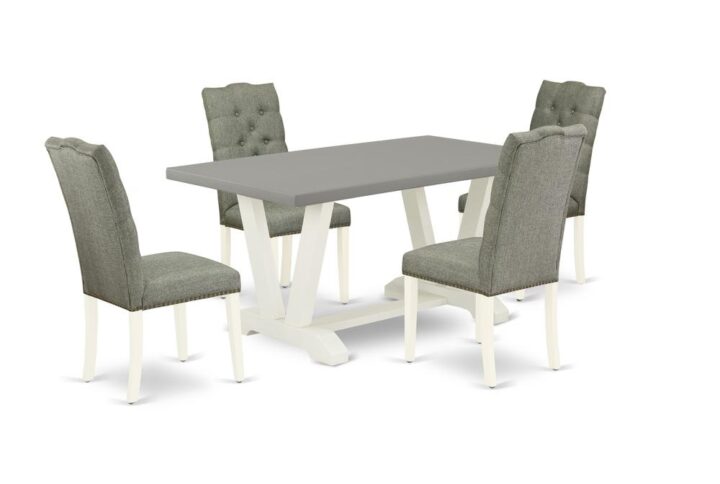 EAST WEST FURNITURE 5-PIECE MODERN DINING TABLE SET- 4 AMAZING DINING PADDED CHAIRS AND 1 RECTANGULAR TABLE