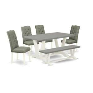 EAST WEST FURNITURE 6-PC KITCHEN DINING ROOM SET- 4 AMAZING PARSON DINING CHAIRS