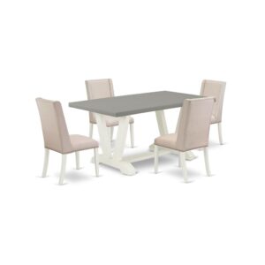 EAST WEST FURNITURE 5-PC KITCHEN SET WITH 4 DINING ROOM CHAIRS AND RECTANGULAR DINING TABLE