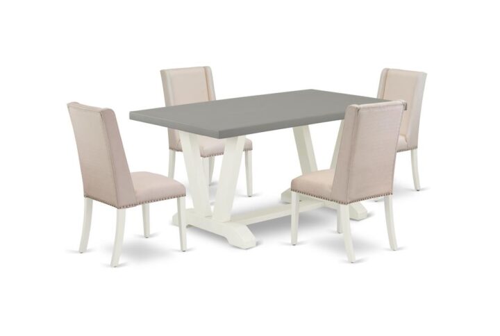 EAST WEST FURNITURE 5-PC KITCHEN SET WITH 4 DINING ROOM CHAIRS AND RECTANGULAR DINING TABLE