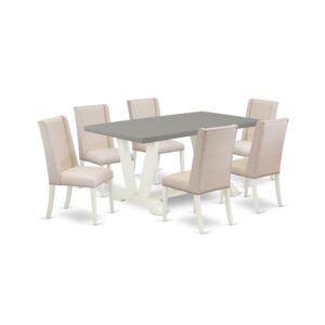 EAST WEST FURNITURE 7-PIECE KITCHEN TABLE SET WITH 6 KITCHEN PARSON CHAIRS AND RECTANGULAR MODERN DINING TABLE