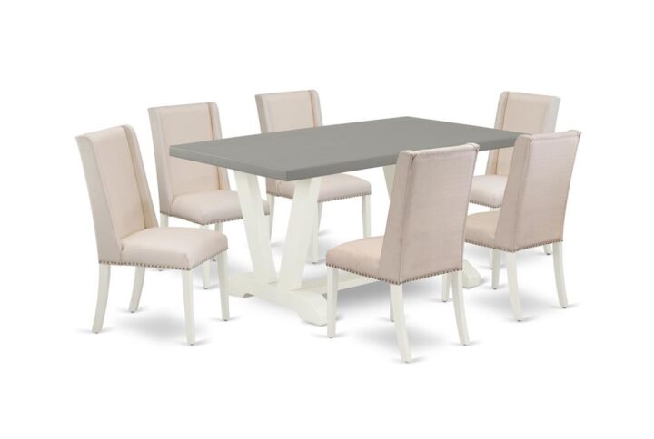 EAST WEST FURNITURE 7-PIECE KITCHEN TABLE SET WITH 6 KITCHEN PARSON CHAIRS AND RECTANGULAR MODERN DINING TABLE