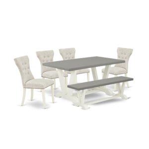 EAST WEST FURNITURE 6-PC MODERN DINING TABLE SET- 4 WONDERFUL PARSON CHAIRS