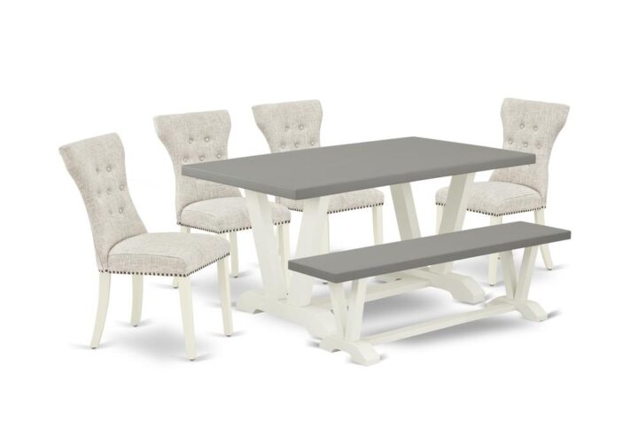 EAST WEST FURNITURE 6-PC MODERN DINING TABLE SET- 4 WONDERFUL PARSON CHAIRS